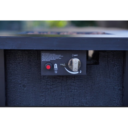 25" H Outdoor Patio Propane Gas Fire Pit Table - 50,000 BTU High-temperature-resistant carving process for environmentally friendly materials with the effect of rattan weaving grain