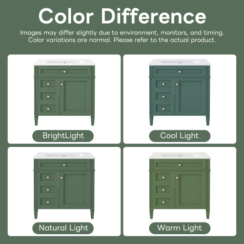 30'' Bathroom Vanity with Top Sink, Modern Bathroom Storage Cabinet with 2 Drawers and a Tip-out Drawer, Single Sink Bathroom Vanity