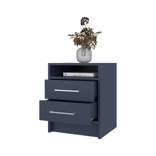 Alby Blue Nightstand, 2 Drawers & Shelf, 19.9inchH