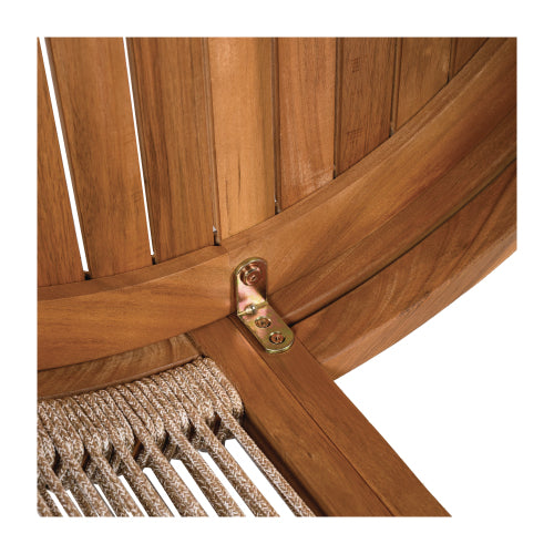 27.95" Acacia Wood Outdoor Coffee Table - Handwoven Rope Accent Boho Patio Table with All-Weather Durability