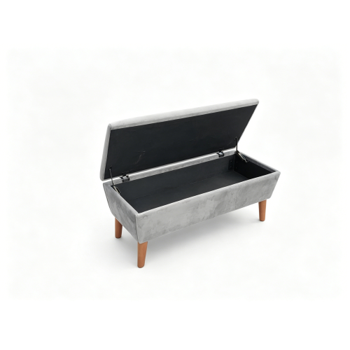 42 inch Linen Ottoman Bench with Solid Wood Tapered Legs