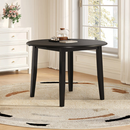 Extendable Round Dining Table for 2-4 People, Folding Wood Dining Table with Adjustable Size, Space-Saving Design for Small Apartments and Dining Areas - BLACK