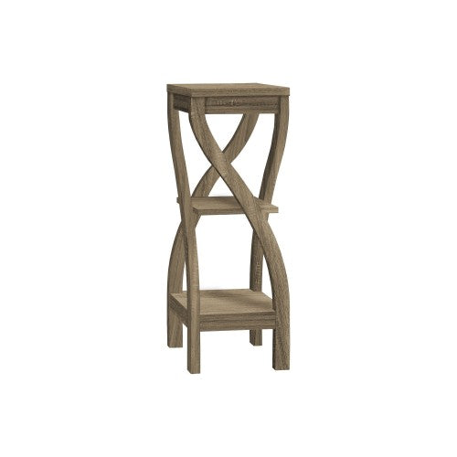 32 Inch 3-Tier Square Accent Table, Dark Taupe Laminate