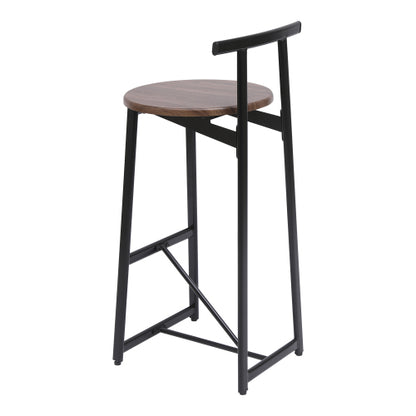 Bar Stool Set of 3 Counter Height Barstools with Back Armless Dining Chairs for Kitchen Island (Black & Walnut Brown)