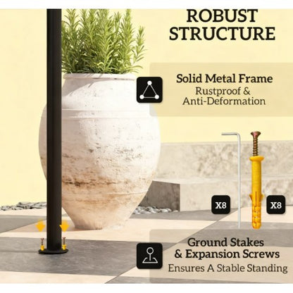 Convenient Barbecue Gazebo Shelter,Outdoor Grill Gazebo,with Side Awning,Side Shelves and Hooks