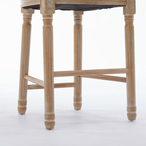Solid Wood Bar stools Set of 2, Classic French Country Wooden Barstools with Upholstered Seating