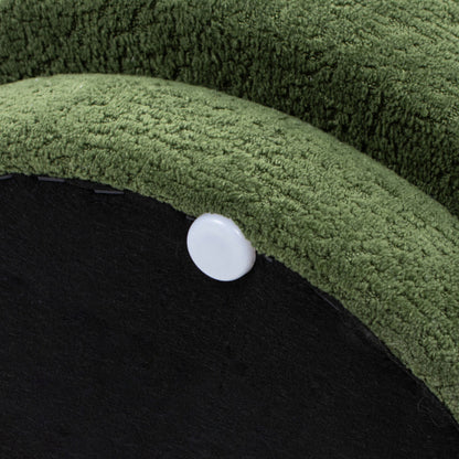 15 inch Moss Green Teddy Mushroom Ottoman, Round Sherpa Footstool, 200 LBS Capacity for Kids Room & Living Room