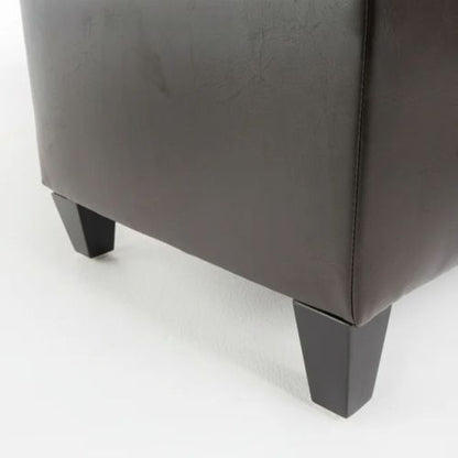 Dark Brown PU Storage Ottoman Bench, Tufted Upholstery with Rubber Wood Legs, 300 LBS Capacity, 51.18 inchL x17.52 inchW x18 inchH