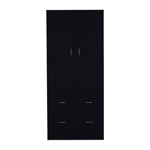 2-Doors 2-Drawers Armoire Black