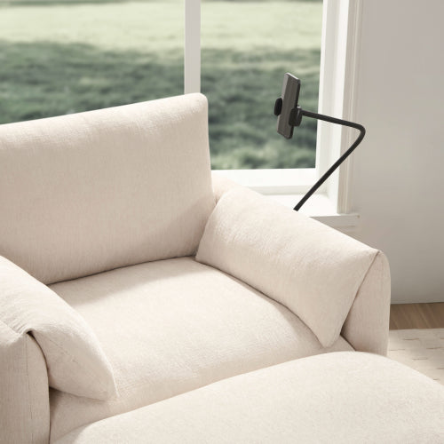 37 inch  Chenille Single Sofa Chair, Storage Ottoman, Dual Charging Ports, Phone Holder