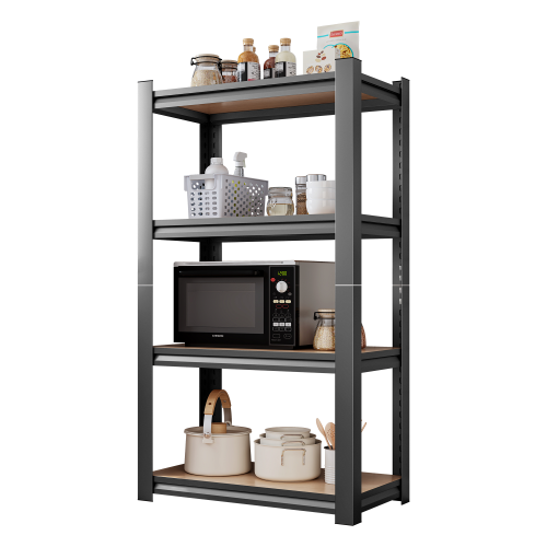 Organize any space with this 4 layer storage rack featuring 200lb per shelf capacity adjustable heights and easy assembly for efficient storage in your kitchen or garage