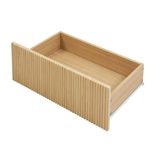 6 Drawer Storage Cabinet ,Dresser, Wood Storage Tower Clothes Organizer with Wavy drawer panel, Wide Chest of 6 Drawers, Large Storage Space for Bedroom, Hallway, Entryway Living Room Natural