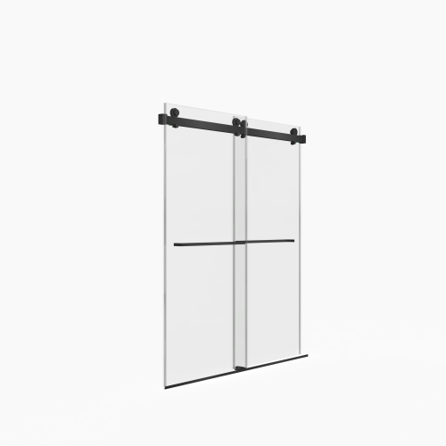 56-60"W x 70"H Frameless Double Sliding Shower Door,5/16" (8mm) Thick SGCC Tempered Clear Glass,Double Side Easy Clean Coat, Matte Black Finished With Buffer