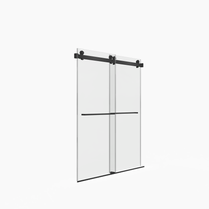 56-60"W x 70"H Frameless Double Sliding Shower Door,5/16" (8mm) Thick SGCC Tempered Clear Glass,Double Side Easy Clean Coat, Matte Black Finished With Buffer