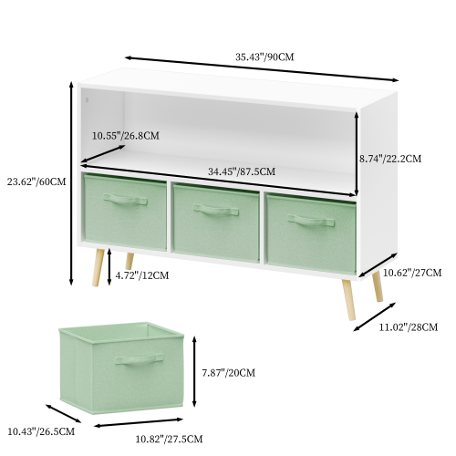 Kids Bookcase with Fabric Drawers and Toy Storage Organizer