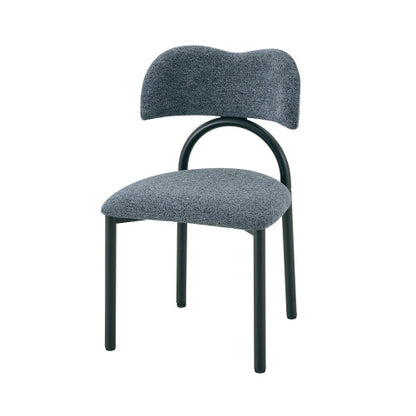 Breathable Fabric Dining Chairs with Black Metal Frames, Set of 2, Blue Gray