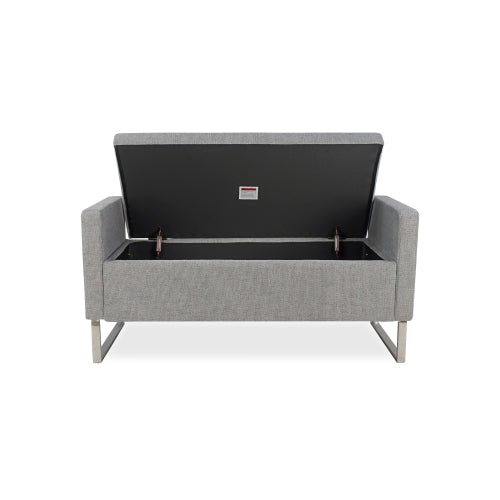 47" Ottoman with Storage,Upholstered Entryway Bench for Bedroom and Living Room,End of Bed Bench with Metal Base, Grey. Modern style