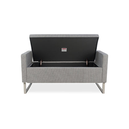 47" Ottoman with Storage,Upholstered Entryway Bench for Bedroom and Living Room,End of Bed Bench with Metal Base, Grey. Modern style