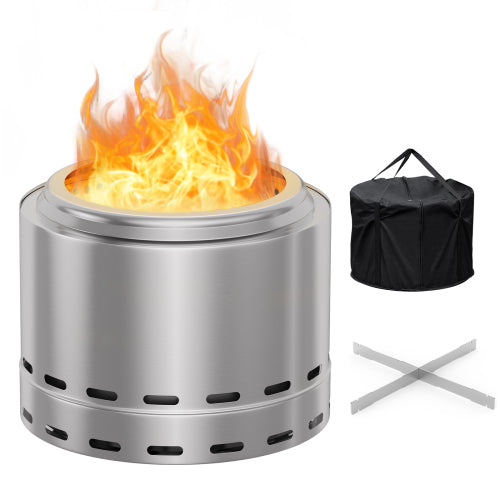 19.5inch Smokeless Fire Pit Portable Outdoor Wood Burning Fireplace Low Smoke Bonfire