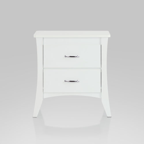White 2-Drawer Wooden Nightstand