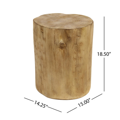 Outdoor 14.25inch MGO Side Table, Hand-Painted Wood Stump