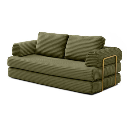 Green Corduroy 3in1 Folding Boneless Floor SofaBed with Pillows