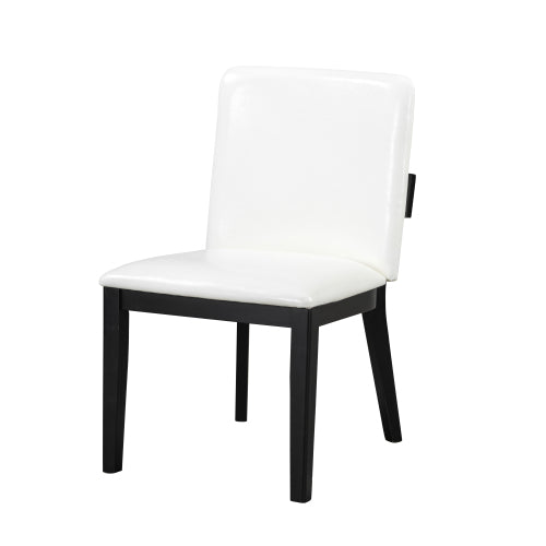 PU Leather Upholstered Rubberwood Dining Chairs, Set of 2, White/Black