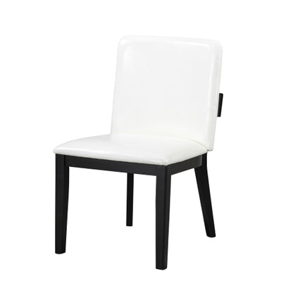 PU Leather Upholstered Rubberwood Dining Chairs, Set of 2, White/Black