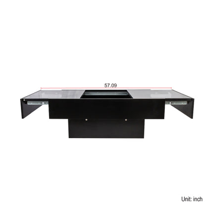 Extendable Coffee Table with Sliding Top & Hidden Storage, Wooden Center Table