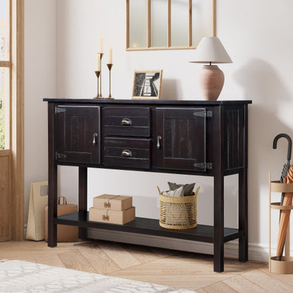 48 Inch Solid Wood Sideboard Buffet Cabinet with Drawers & Shelves Espresso