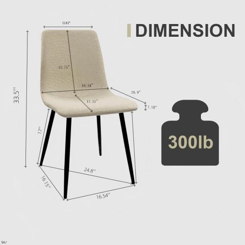 55" MDF Wood Colour Dining Table and Modern Dining Chair Set of 4, Mid Century Wooden Kitchen Table Set, Metal Base & Legs, Dining Room Table and Linen Chairs