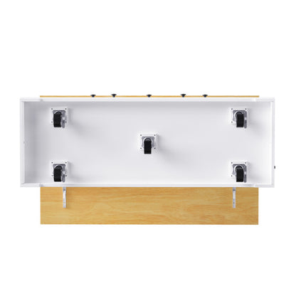 53inch Large Kitchen Island with Drop Leaf, Power Outlet, Door Internal Storage Rack, Rolling Kitchen Cart on 5 Wheels with 5 Open Side Racks for Kitchen, Dining Room,White(Not include bar stools)