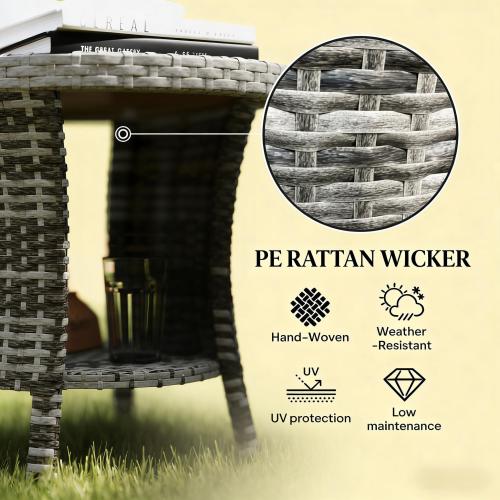 Side Table,Wicker Outdoor Coffee Table
