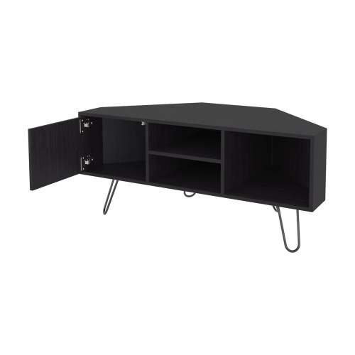 Wenge Dark Wood 45.3 Inch Single Door TV Stand with Metal Legs