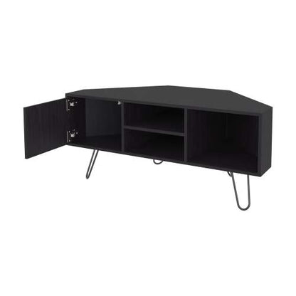 Wenge Dark Wood 45.3 Inch Single Door TV Stand with Metal Legs