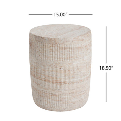Outdoor/Indoor Lightweight Concrete Side Table,Travertine Finish