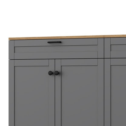 Grey Farmhouse Multi-functional TV Console With Drawers Adjustable Storage Sideboard