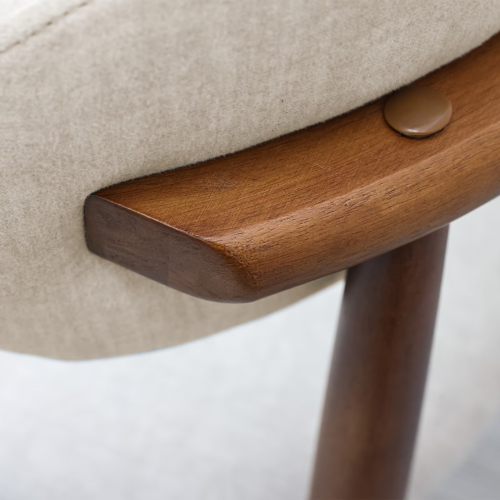 Warm Grey Flannelette Upholstered Dining Chair with Walnut Solid Wood Legs, Armless Chair Set of 4 for Kitchen, Restaurant, Living, Meeting Room