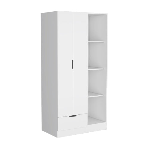 Armoire with 4-Tier Storage Shelves and 1 Drawer White
