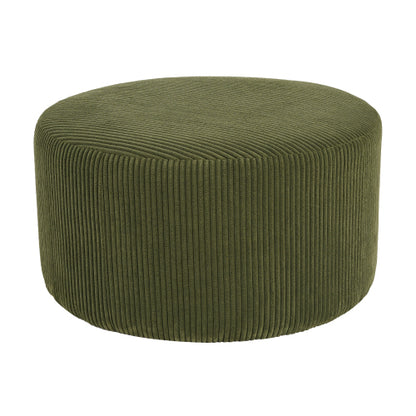 30.5 Inch Olive Green Corduroy Round Ottoman, Upholstered Modular Footrest with Spring & Foam Cushion Support