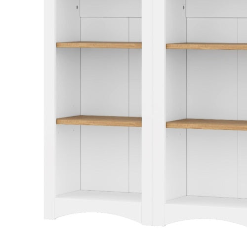 72''H White Farmhouse 5-Tier Combined Bookshelf Adjustable Shelf Home Pantry Storage Cabinet Set