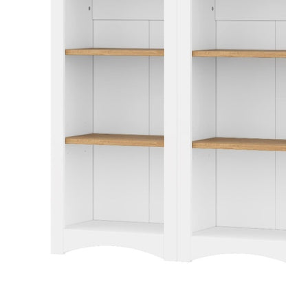 72''H White Farmhouse 5-Tier Combined Bookshelf Adjustable Shelf Home Pantry Storage Cabinet Set