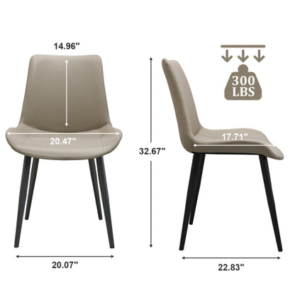Set of 2 Light Grey Suede-Style PU Dining Chairs, Reinforced Metal Leg Modern Upholstered Side Chairs