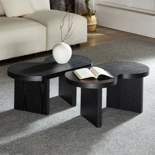 31.49inch  Butterfly Shaped MDF Coffee Table, Black