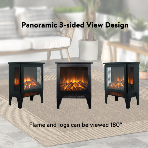 17 inch Freestanding Electric Fireplace Stove heater with 3D Flame effect