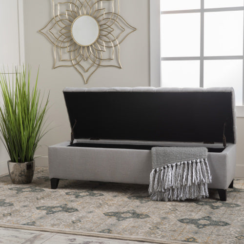 51 Inch Contemporary Tufted Storage Ottoman Bench, Diamond Stitch Upholstered Footrest with Soft Close Pressure Hinges