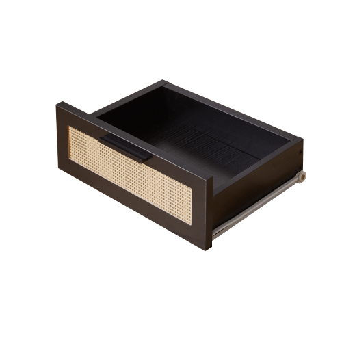 Black 2-Drawer Nightstand Set with Golden Metal Handles