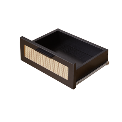 Black 2-Drawer Nightstand Set with Golden Metal Handles