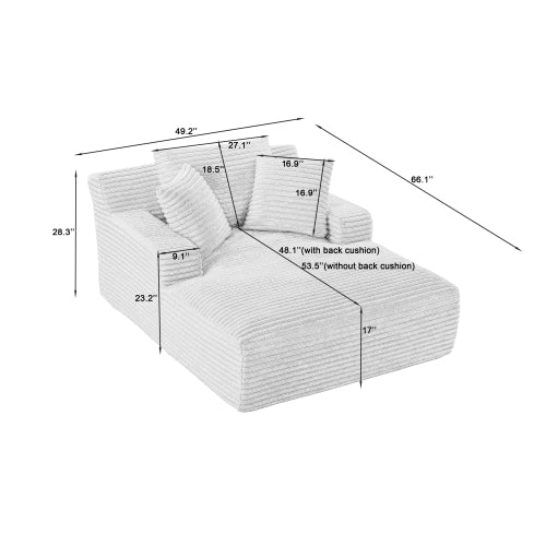 Oversized Corduroy Indoor Chaise Lounge, No Assembly Sleeper Sofa