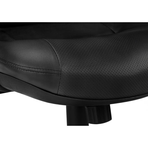 Office Chair, Adjustable Height, Swivel, Ergonomic, Armrests, Computer Desk, Work, Black Leather Look, Black Metal, Contemporary, Modern